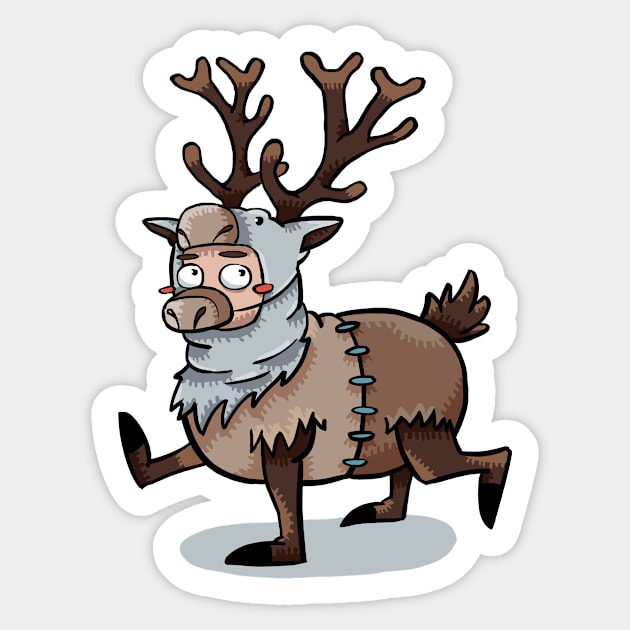 Furry Friends in a Cute Fluffy Reindeer Onesie Sticker by maak and illy